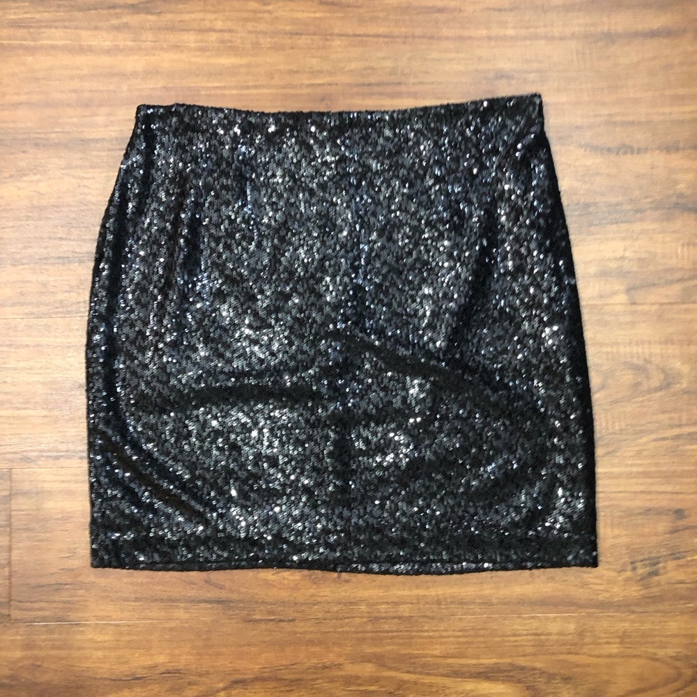 White House Black Market Sparkling Black Mini Skirt